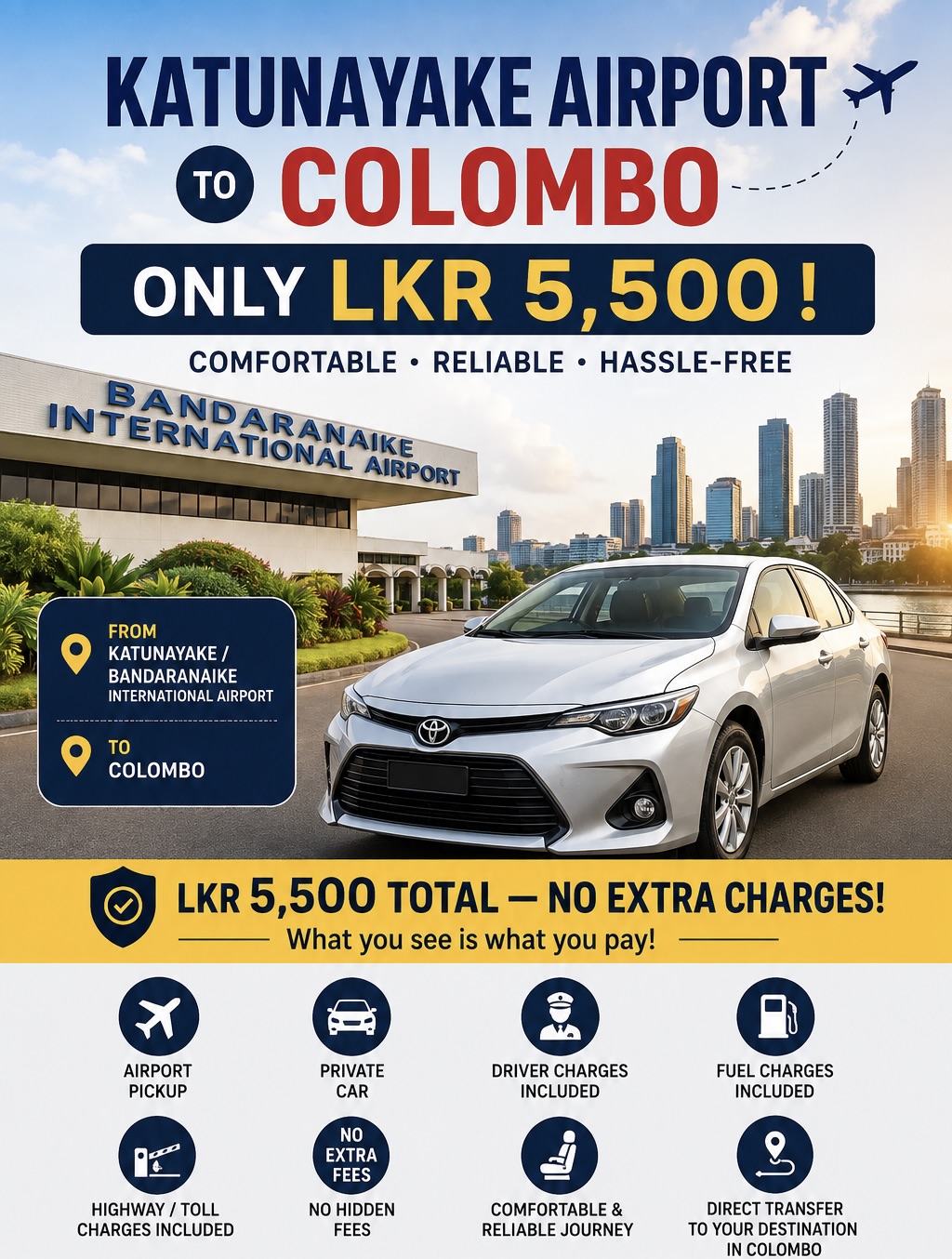 Colombo to Airport / Airport to Colombo